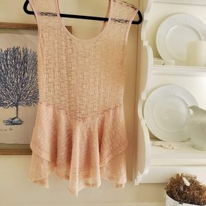Lace Peplum light pink top M